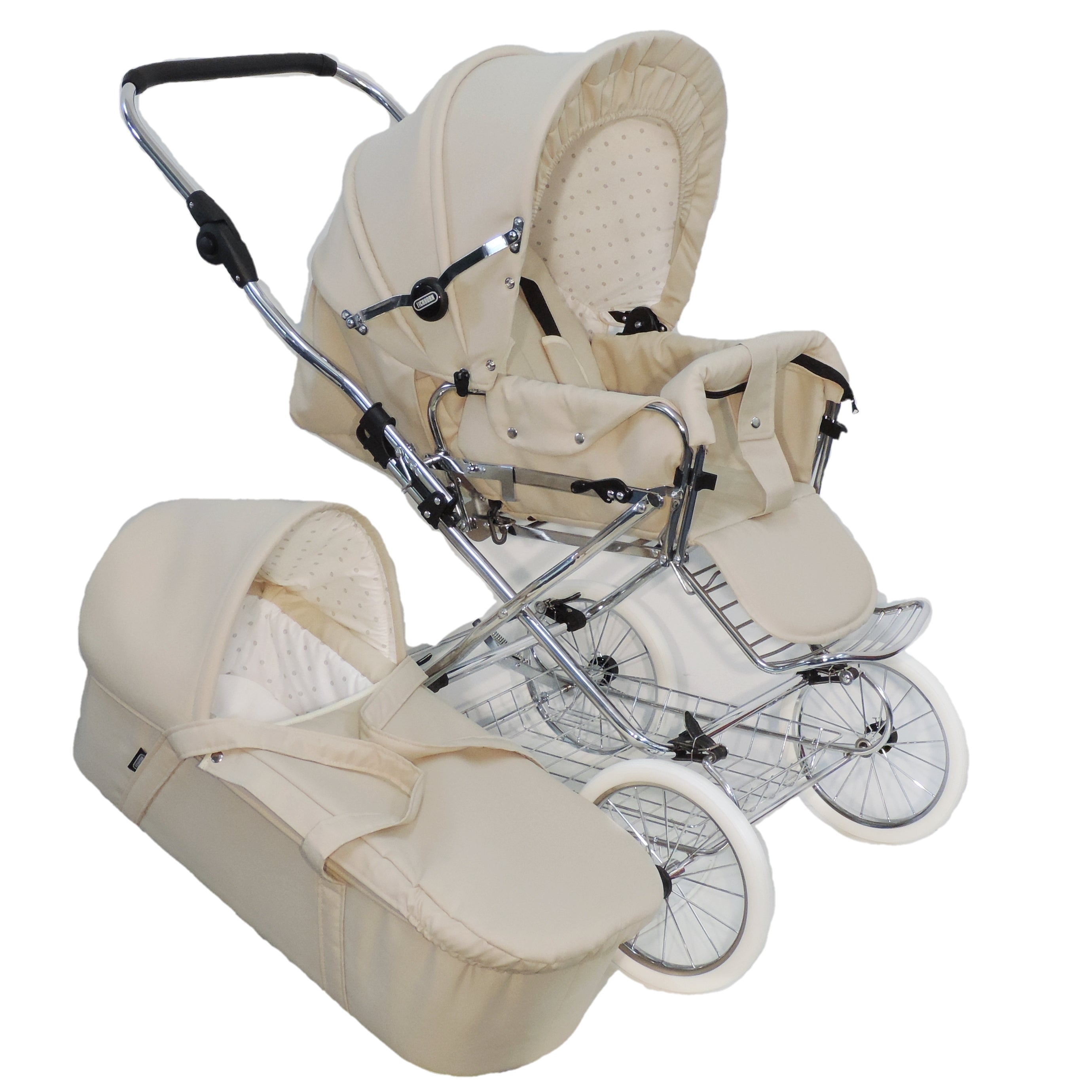 Designer Kombi 2in1 - zum Sportwagen umbaubar mit wechselbarer Blickrichtung - Stoff Beige
