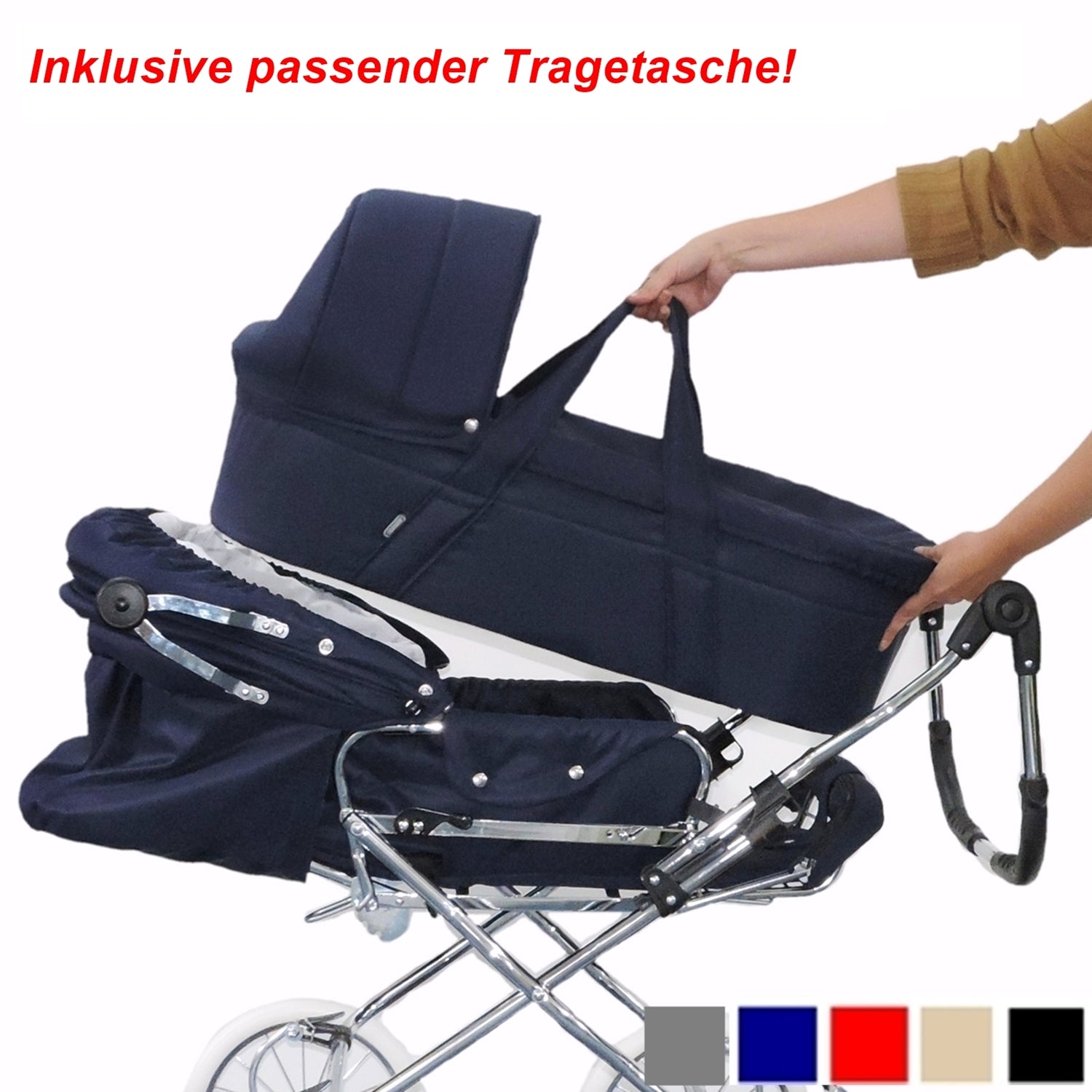 Designer Kombi 2in1 - zum Sportwagen umbaubar mit wechselbarer Blickrichtung - Stoff Marineblau