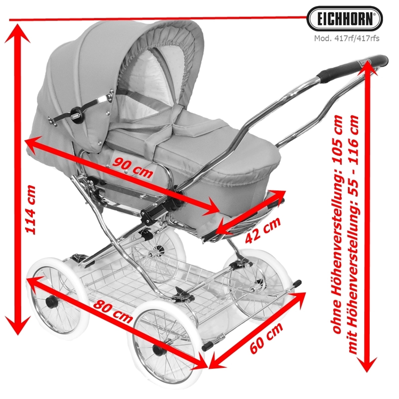 Designer Kombi 2in1 - zum Sportwagen umbaubar mit wechselbarer Blickrichtung - Stoff Silbergrau