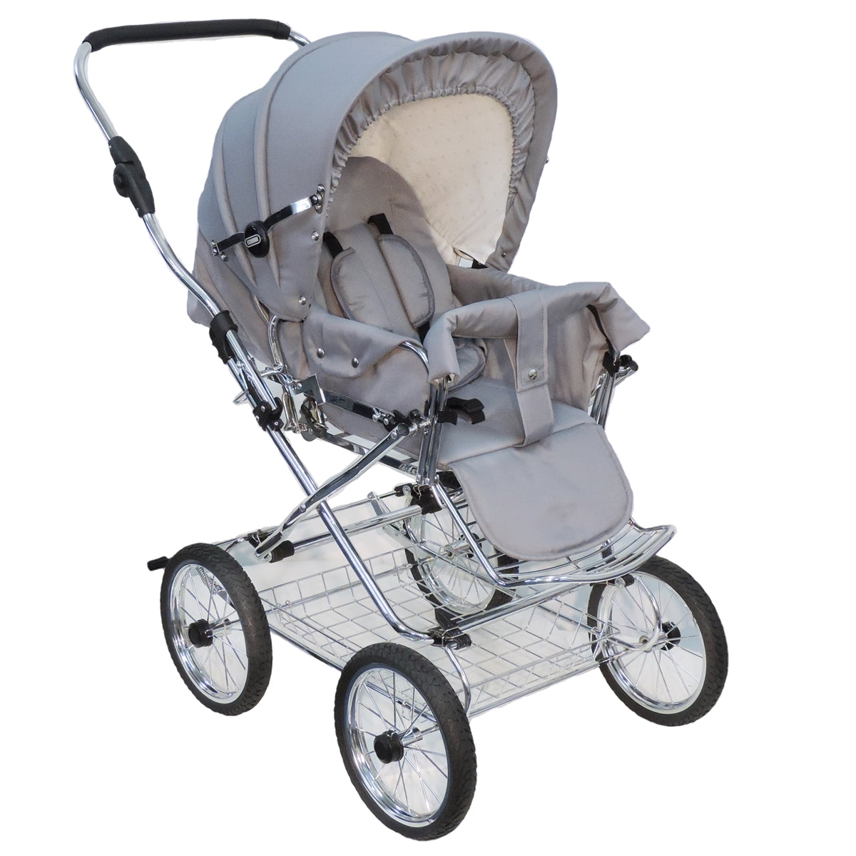 Designer Kombi 2in1 - zum Sportwagen umbaubar mit wechselbarer Blickrichtung - Stoff Silbergrau