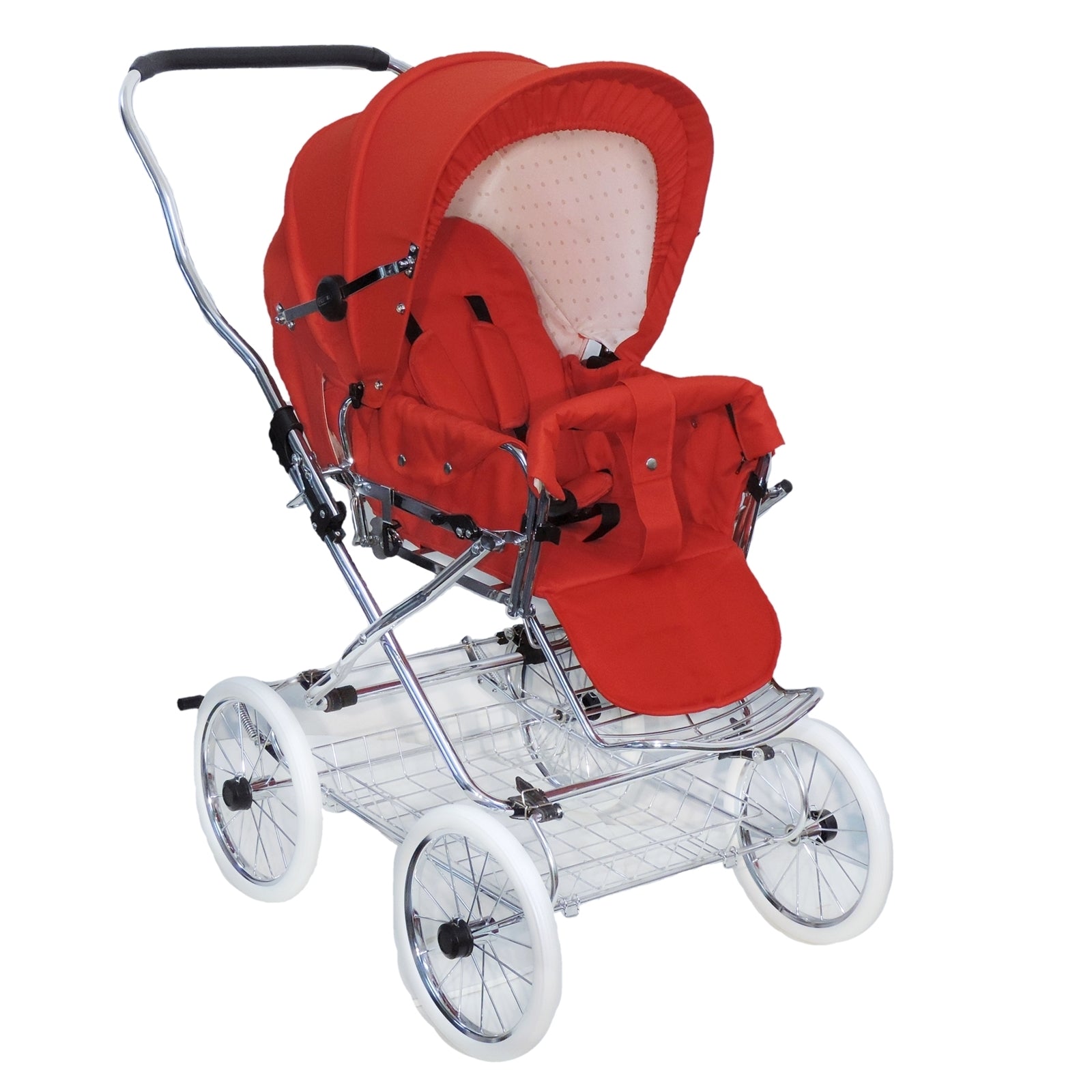 Designer Sportwagen mit wechselbarer Blickrichtung und Liegefunktion - Stoff Rot