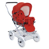Designer Sportwagen mit wechselbarer Blickrichtung und Liegefunktion - Stoff Rot