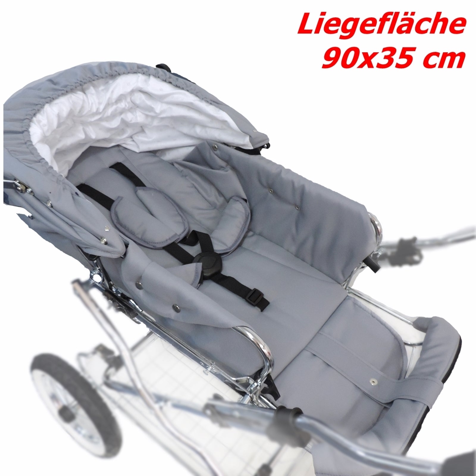 Designer Sportwagen mit wechselbarer Blickrichtung und Liegefunktion - Stoff Silbergrau