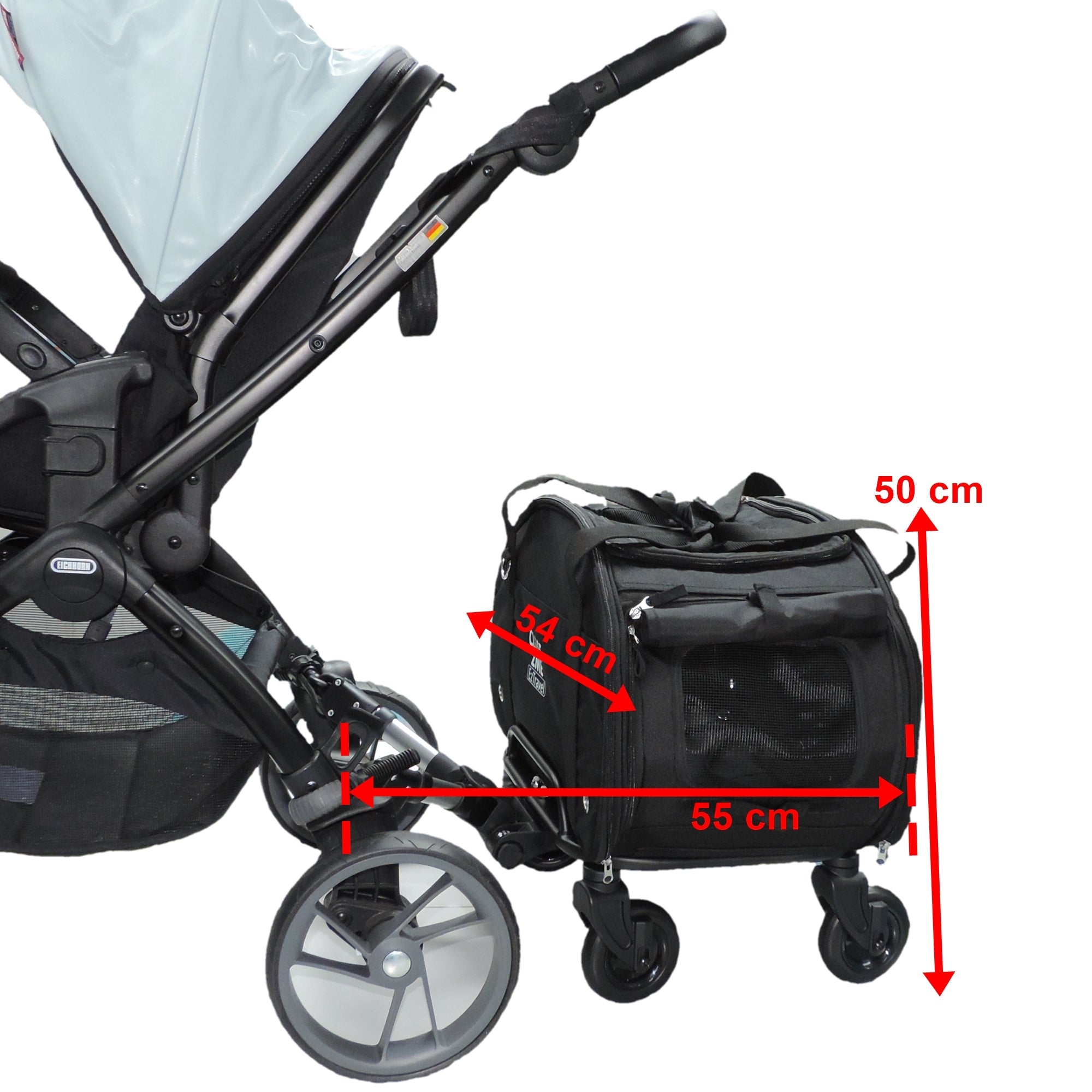 RETOURE-RÜCKLÄUFER: Close2Me PetRider "COMFORT" Kinderwagenanhänger mit Lastenbox und Haustiertransporttasche