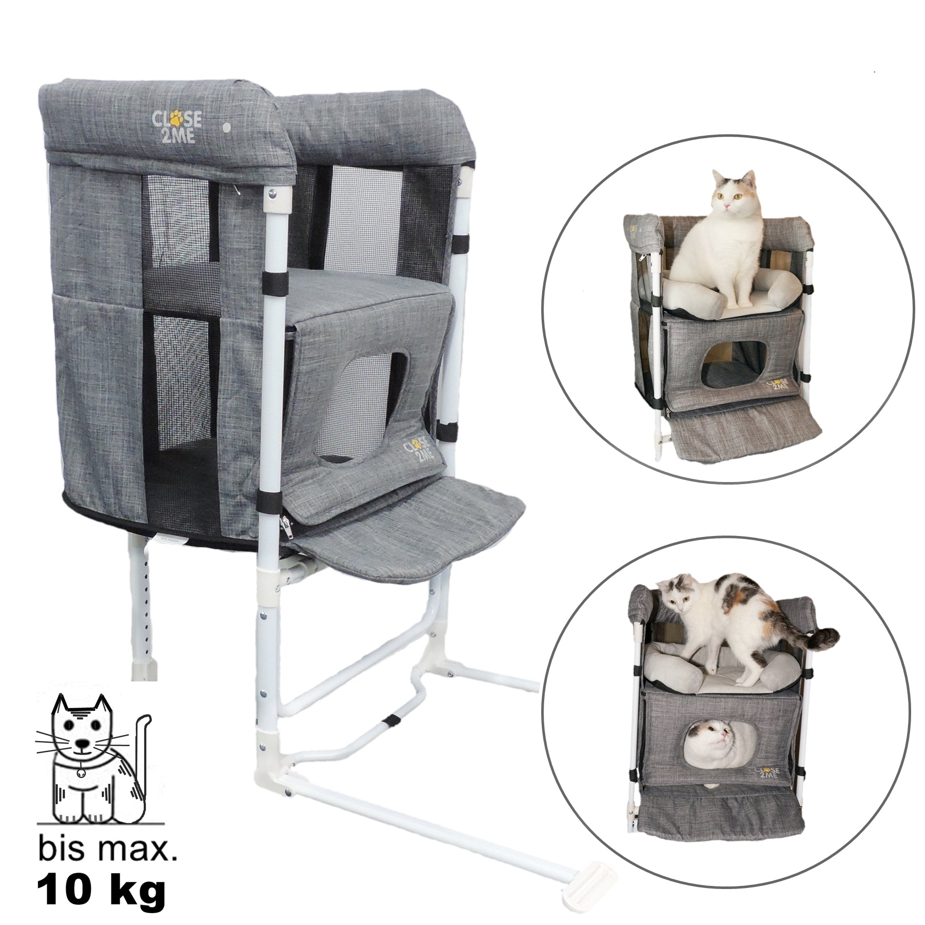 AUSSTELLUNGSSTÜCK: Close2Me Kitty - Katzen-Beistellbett, zur werkzeuglosen Montage an Bett und Polstermöbel