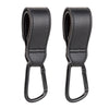 Stroller Hook - Kinderwagenhaken (2 Stück) Karabiner mit Kunstlederlasche für Kinderwagengriffe