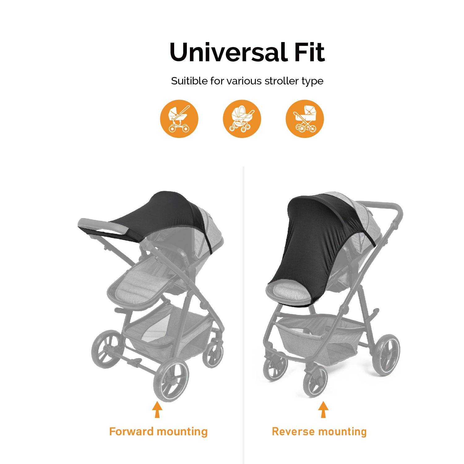 Elastisches universal Sonnensegel, Sonnenschutz UV50+ für Kinderwagen und Buggys