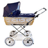 Senator Weidenkorb Kinderwagen, Korb Natur - Stoff Marineblau