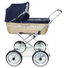Senator Weidenkorb Kinderwagen, Korb Natur - Stoff Marineblau