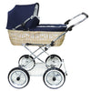 Senator Weidenkorb Kinderwagen, Korb Natur - Stoff Marineblau