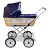 Senator Weidenkorb Kinderwagen, Korb Natur - Stoff Marineblau