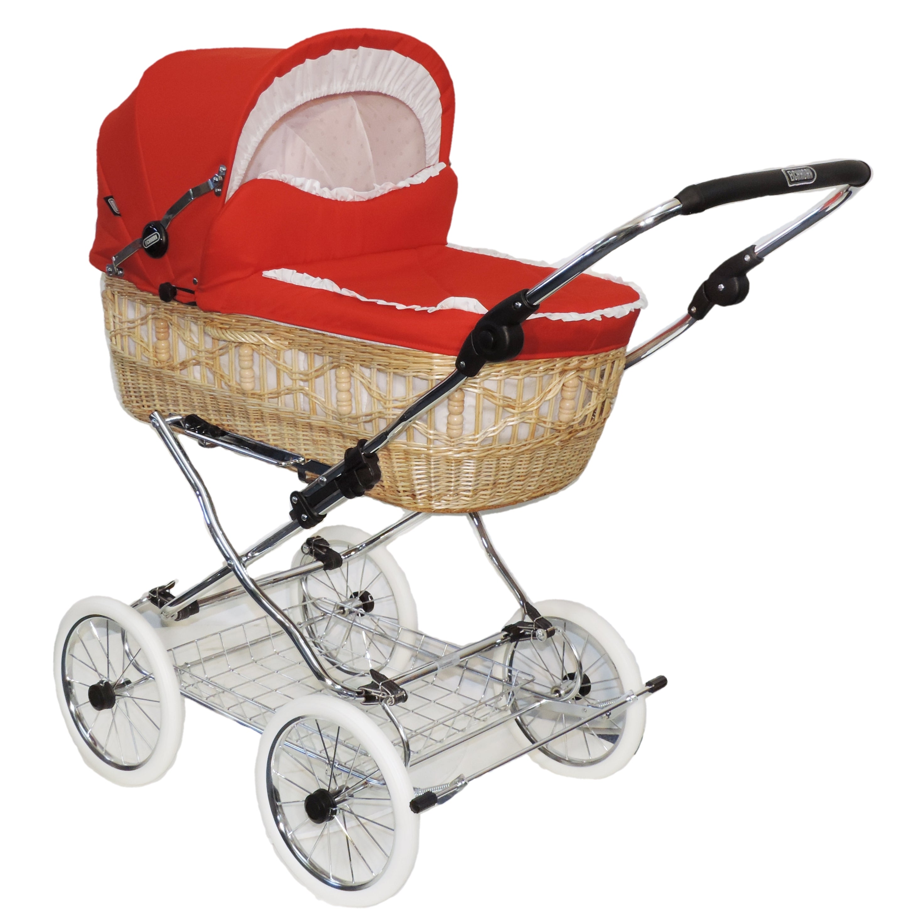 Senator Weidenkorb Kinderwagen, Korb Natur - Stoff Rot