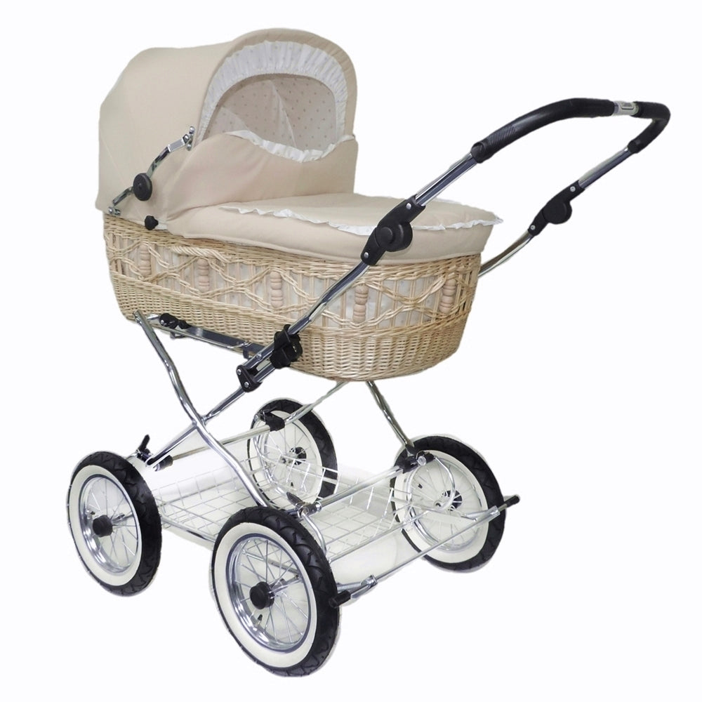 Senator Weidenkorb Kinderwagen, Korb Natur - Stoff Beige