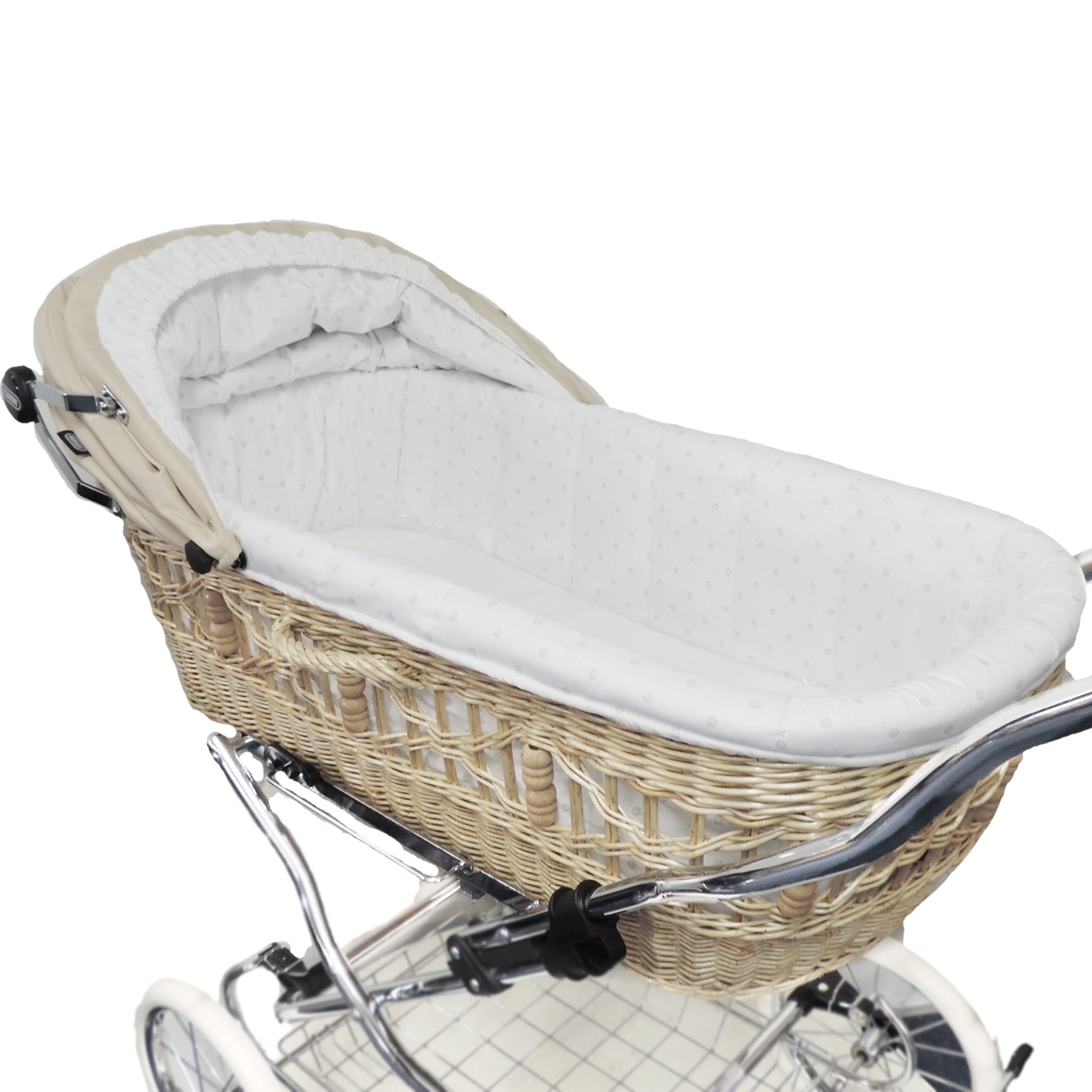 Senator Weidenkorb Kinderwagen, Korb Natur - Stoff Beige