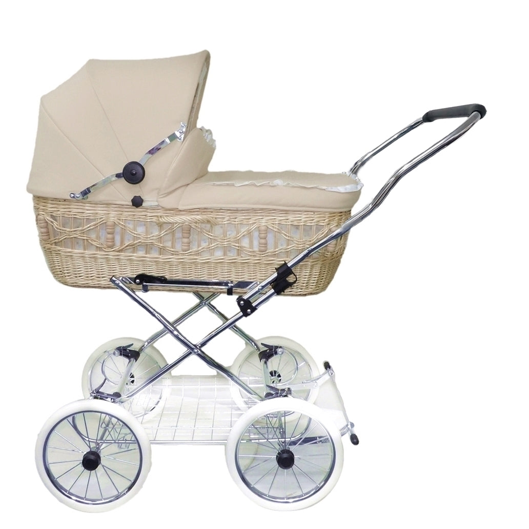 Senator Weidenkorb Kinderwagen, Korb Natur - Stoff Beige