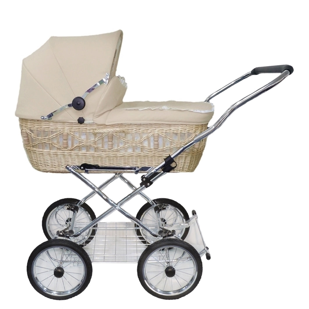 Senator Weidenkorb Kinderwagen, Korb Natur - Stoff Beige