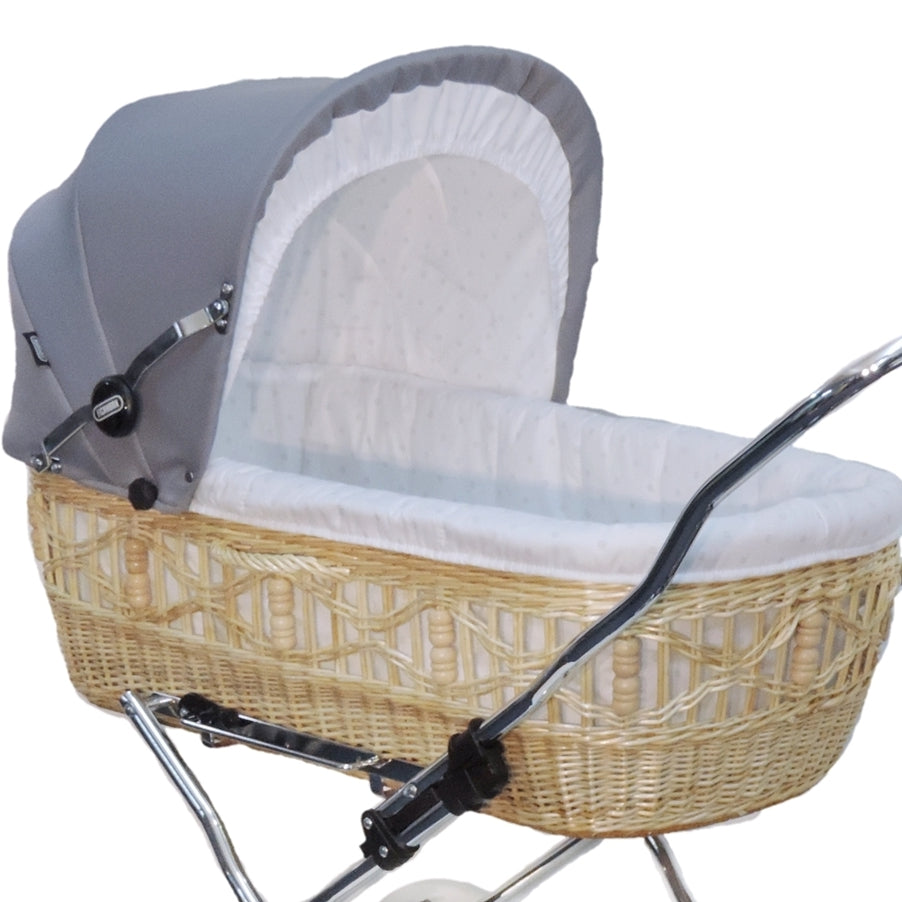 Senator Weidenkorb Kinderwagen, Korb Natur - Stoff Silbergrau