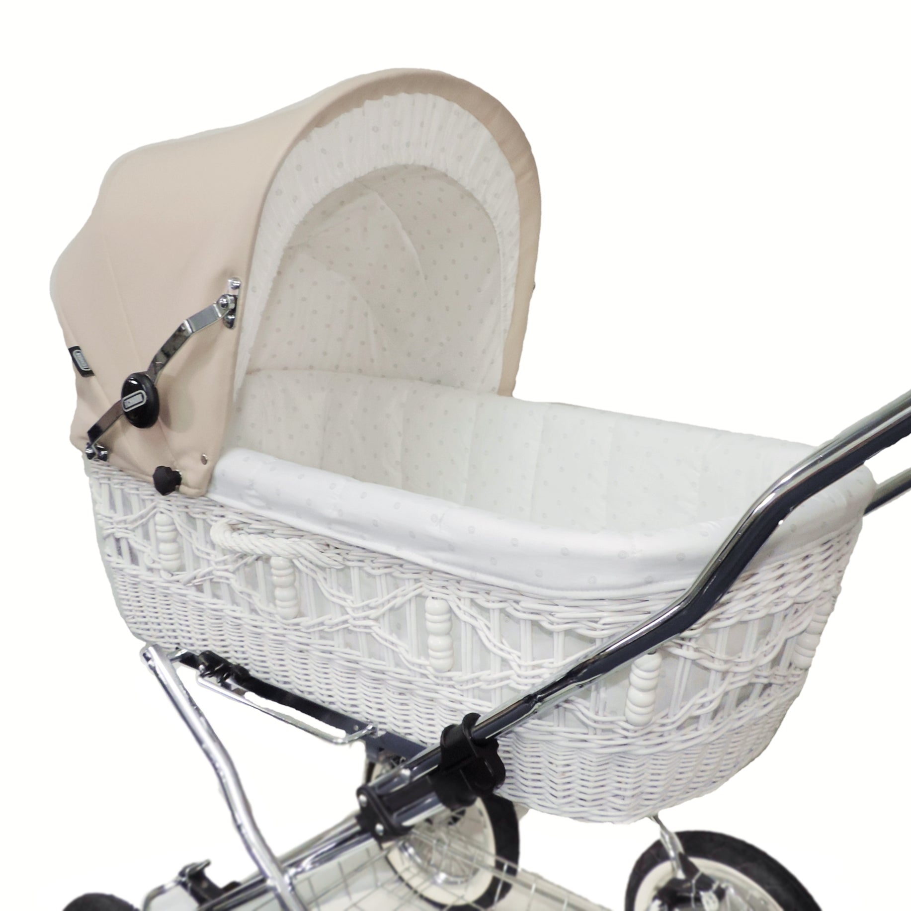 Senator Weidenkorb Kinderwagen, Korb Weiß - Stoff Beige