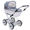 Senator Weidenkorb Kinderwagen, Korb Weiß - Stoff Silbergrau