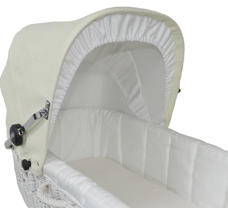 Korbkinderwagenbezug Echtleder, creme - passend für unseren Eichhorn Korbkinderwagen - inklusive Regenschutzbezug