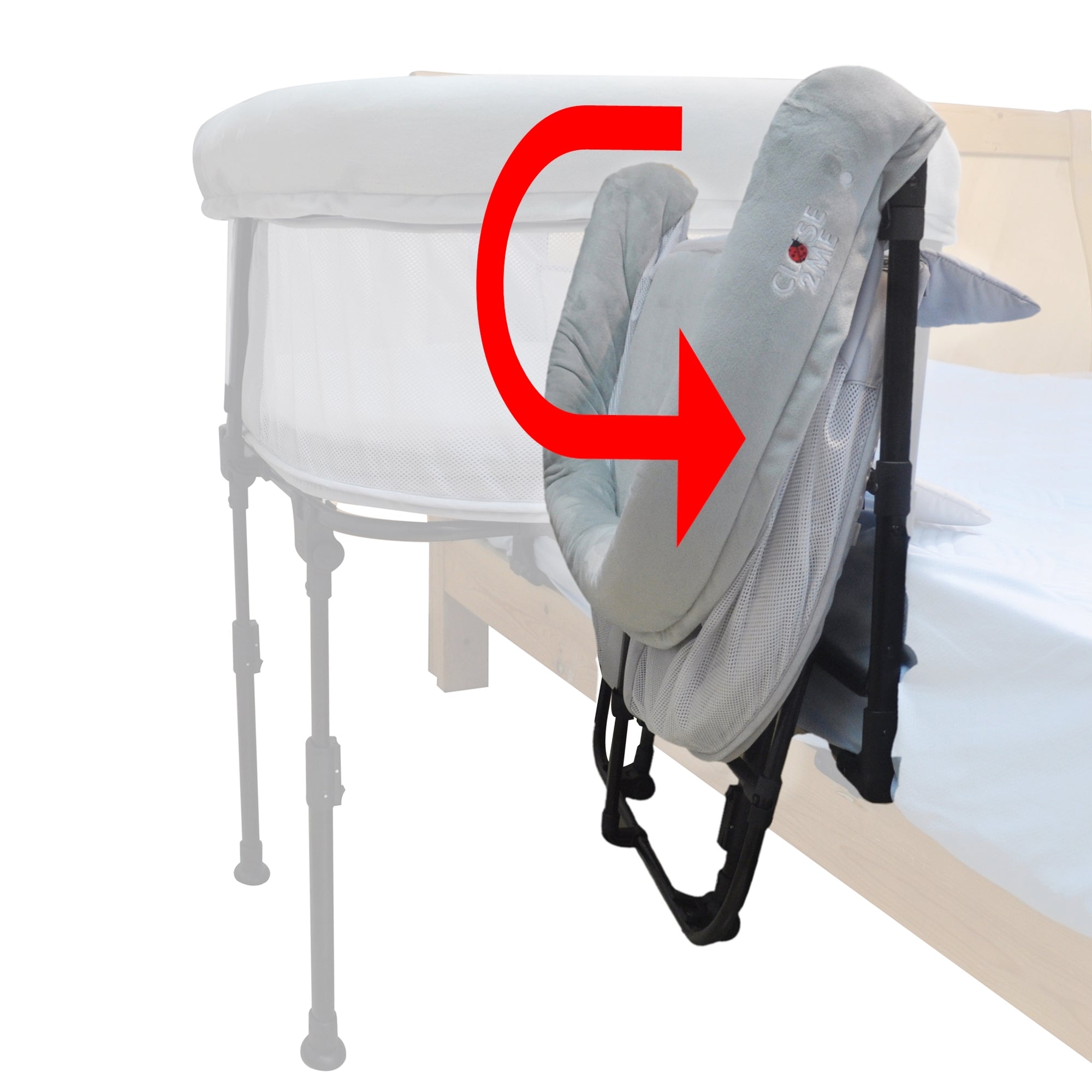 RETOURE-RÜCKLÄUFER: Close2Me BABY-Beistellbett - für hohe Polster und Boxspringbett-Matratzen mit 22-26 cm Höhe