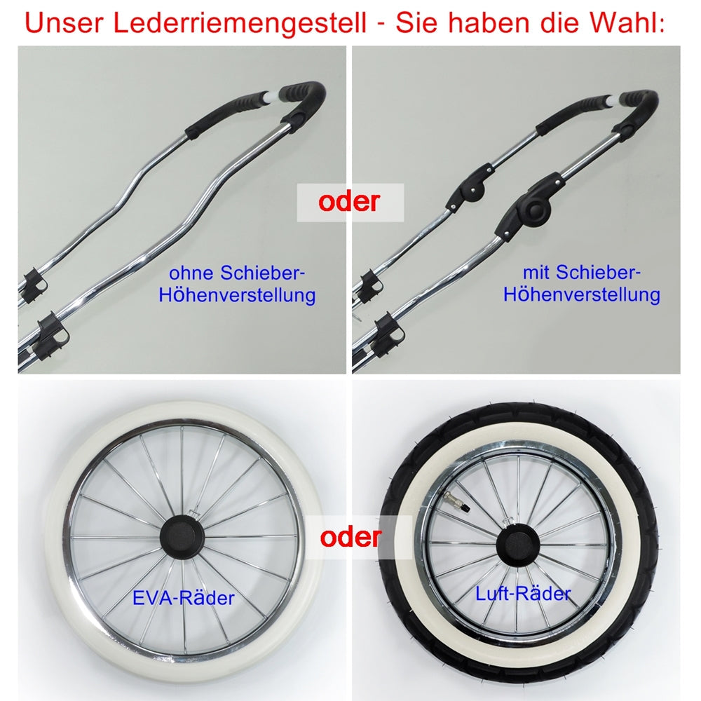 Designer Sportwagen-Set - Schwarz / Innenstoff Weiß