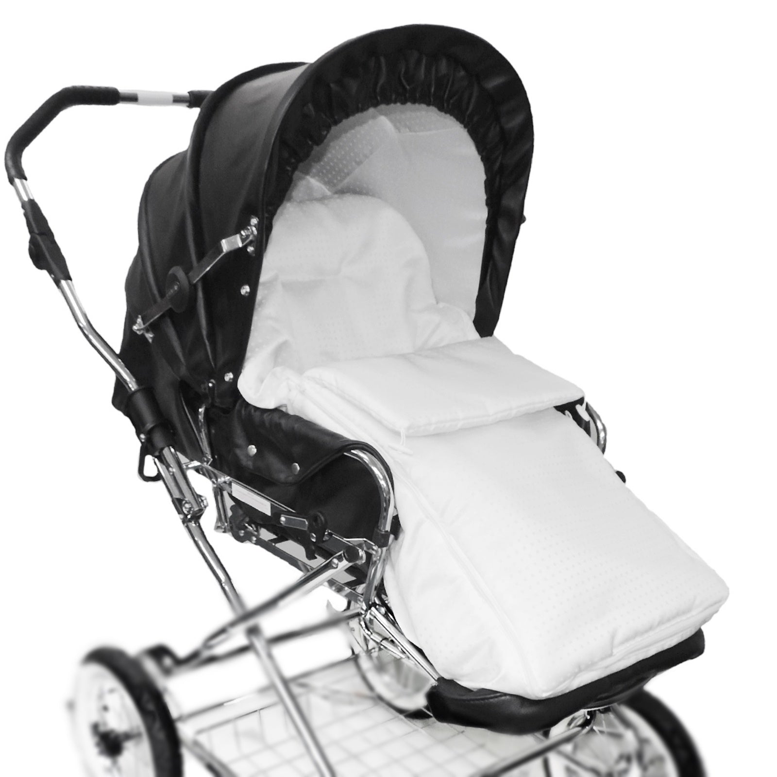 Designer Sportwagen-Set - Schwarz / Innenstoff Weiß