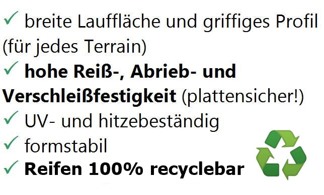 ECCO Ersatzrad für Kinderwagen - 28cm, Luftkammer/Vollmaterial, kugelgelagert - Reifen 100% recyclebar