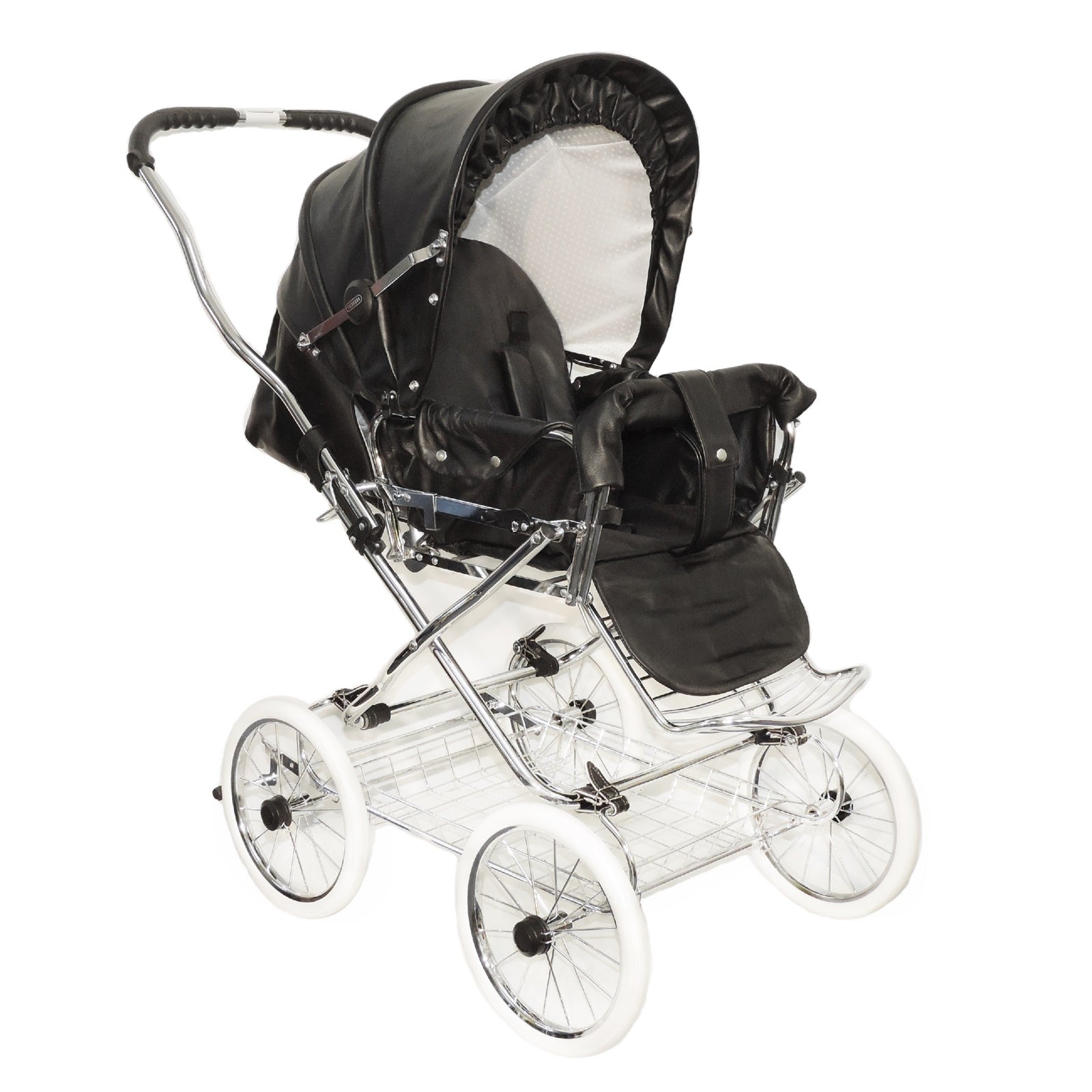 Designer Sportwagen-Set - Schwarz / Innenstoff Weiß